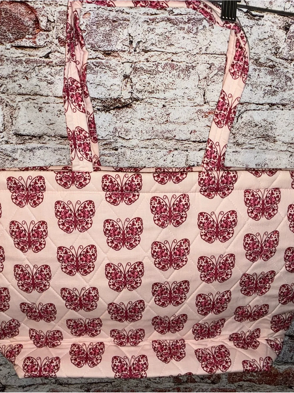 Vera Bradley Pink Tote with Burgundy Butterfly Print